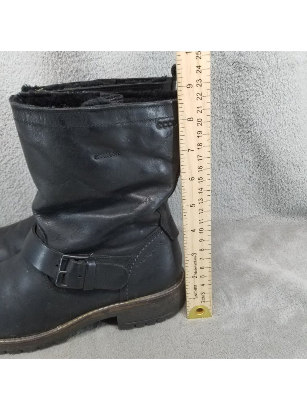 Ecco Shoes Womens Size EU 38 US 7.5 Elaine Black Pull On Biker Boots *Read* - Picture 4 of 16